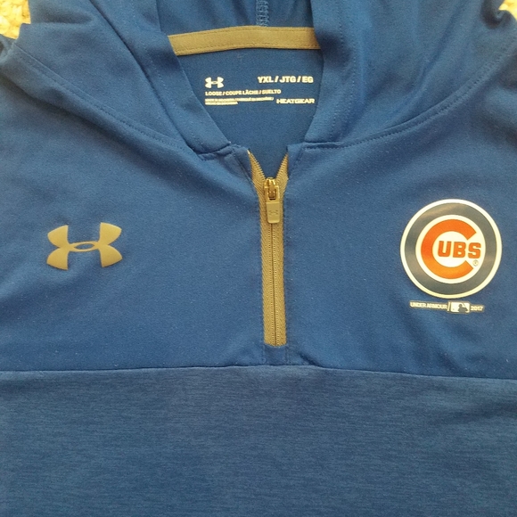 Chicago Cubs Under Armour Royal Blue Hooded Shirt Youth Size XL - Picture 2 of 4